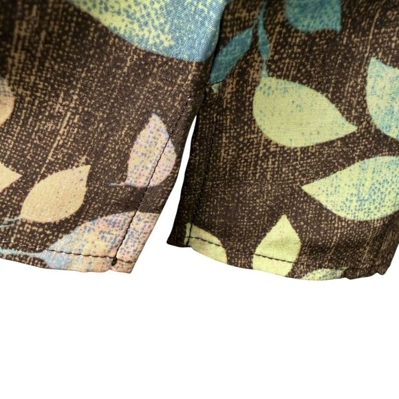 Denim & Co. Womens Top Medium Brown Leaf Print Button Up Shirt Long Sleeve NWOT - Picture 11 of 12